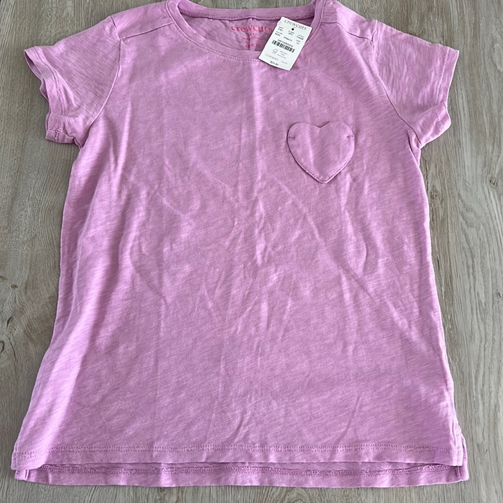 Crewcuts heart pocket purple top